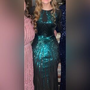 Black and Green Sequins Maxi dress